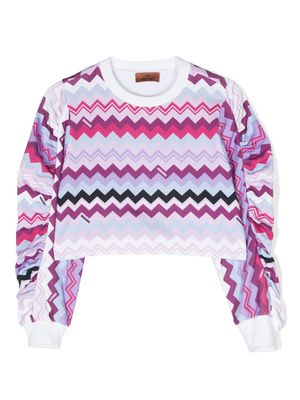 Missoni Kids zigzag-print cotton sweatshirt - Pink