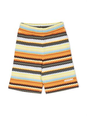 Missoni Kids zigzag-print knee-length shorts - Yellow