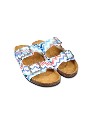 Missoni Kids zigzag-print leather sandals - Blue