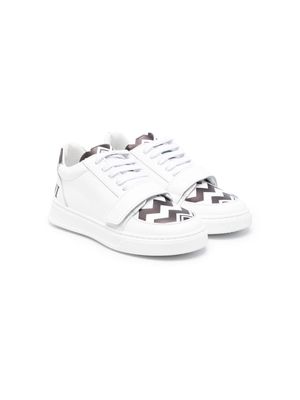 Missoni Kids zigzag-print panelled leather sneakers - White