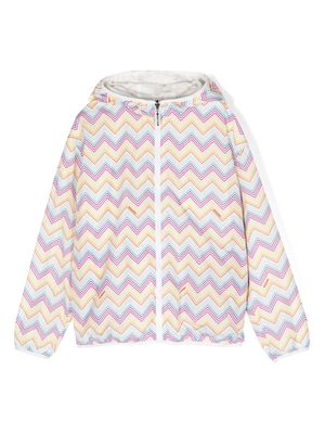 Missoni Kids zigzag-print reversible hoodie - White