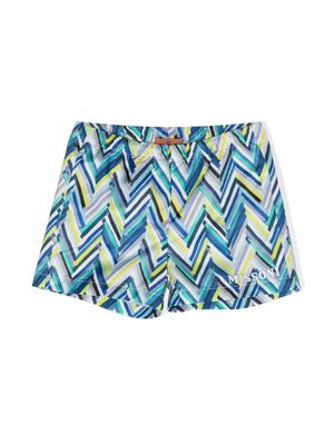 Missoni Kids zigzag-print swim shorts - Blue