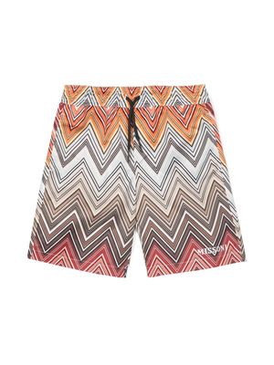 Missoni Kids zigzag-print swim shorts - Brown