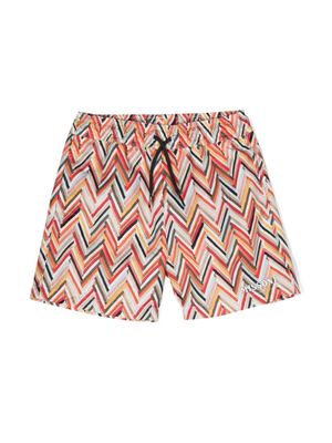 Missoni Kids zigzag-print swim shorts - Orange