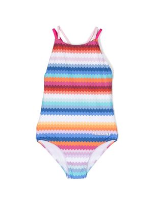 Missoni Kids zigzag-print swimsuit - Pink