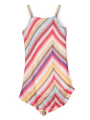 Missoni Kids zigzag sleeveless dress - Blue