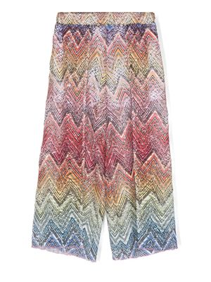 Missoni Kids zigzag wide-leg trousers - Yellow