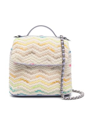 Missoni Kids zigzag-woven knitted crossbody bag - White