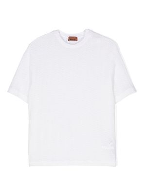 Missoni Kids zigzag-woven knitted T-shirt - White