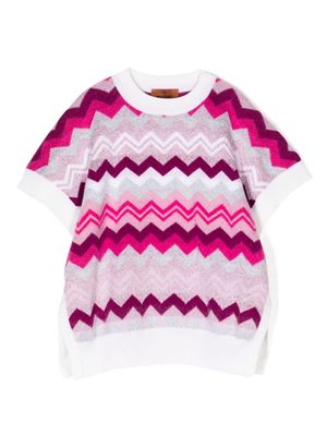 Missoni Kids zigzag-woven knitted top - Pink