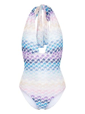 Missoni knitted halterneck swimsuit - Blue