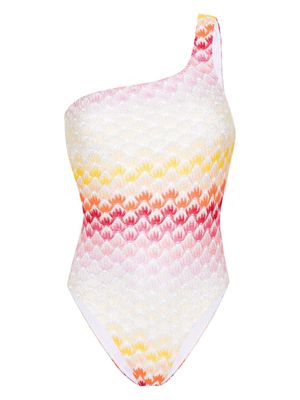 Missoni knitted-overlay one-shoulder swimsuit - Silver