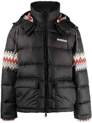 Missoni knitted-panel puffer jacket - Black
