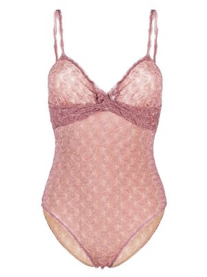 Missoni lace-trim glitter swimsuit - Pink