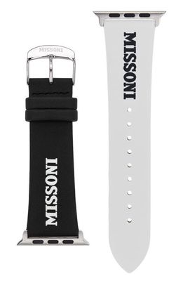 Missoni Lettering 24mm Leather Apple Watch® Watchband in White