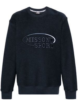 Missoni logo-embroidered brushed-cotton sweatshirt - Blue
