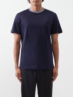 Missoni - Logo-embroidered Cotton-jersey T-shirt - Mens - Blue Multi