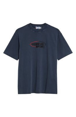 Missoni Logo Embroidered Cotton T-Shirt in Dark Blue