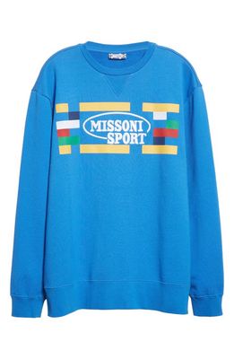 Missoni Logo Embroidered Graphic Sweatshirt in Nebulas Blue/Multi Heritage
