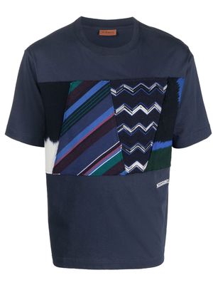 Missoni logo-embroidered patchwork T-shirt - Blue