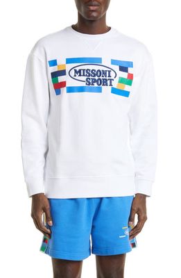 Missoni Logo Embroidered Sweatshirt in White And Multicolor Heritage