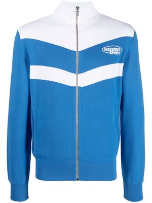 Missoni logo-embroidered zip-front sweatshirt - Blue