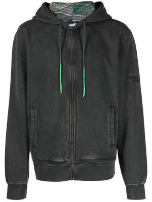 Missoni logo-embroidered zip-up hooded jacket - Black