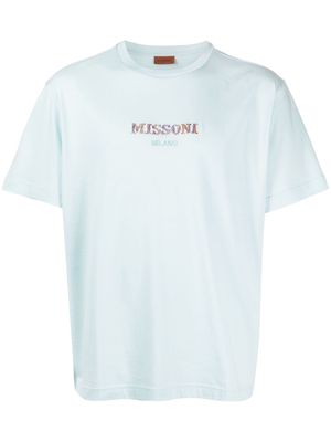 Missoni logo-print detail T-shirt - Blue