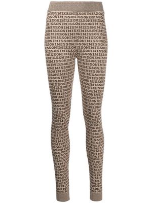 Missoni logo-print knitted leggings - Brown