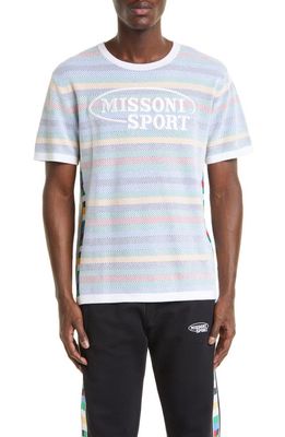 Missoni Logo Stripe Cotton T-Shirt in Multicolor