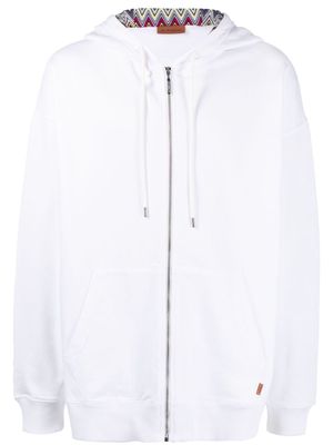 Missoni logo-tag zip-up hoodie - White