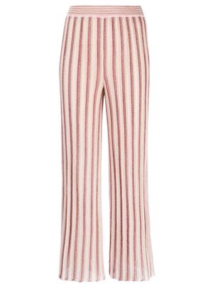 Missoni lurex-detailed fine-knitted straight-legged trousers - Pink