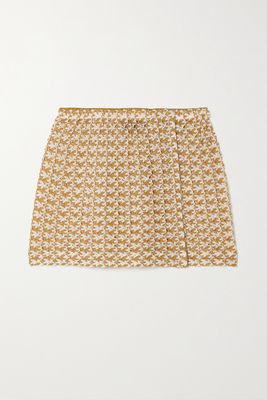 Missoni - Mare Wrap-effect Metallic Crochet-knit Mini Skirt - Gold