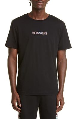 Missoni Men's Embroidered Logo Cotton Tee in Black
