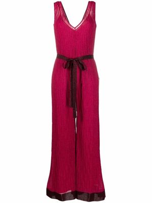 Missoni metallic-knit V-neck sleeveless jumpsuit - Pink