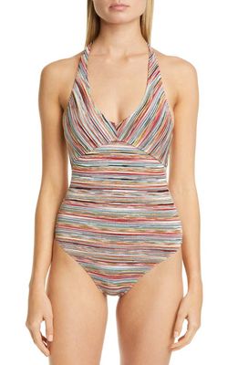 Missoni Metallic Stripe One-Piece Swimsuit in Stripe Multi