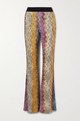 Missoni - Metallic Striped Crochet-knit Flared Pants - Yellow
