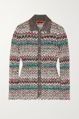 Missoni - Metallic Striped Crochet-knit Shirt - Brown
