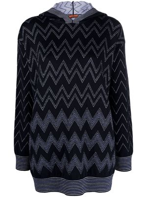 Missoni metallic zigzag-jacquard hoodie - Blue