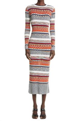 Missoni Mixed Stripe Long Sleeve Wool Blend Sweater Dress in Multicolor Light