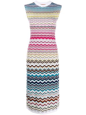 Missoni Multicolour Zigzag Pattern Print Midi Dress - White