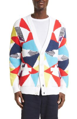 Missoni Patchwork Cardigan in White/Red/Blue/Yellow