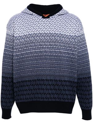 Missoni pattern intarsia-knit hoodie - Blue