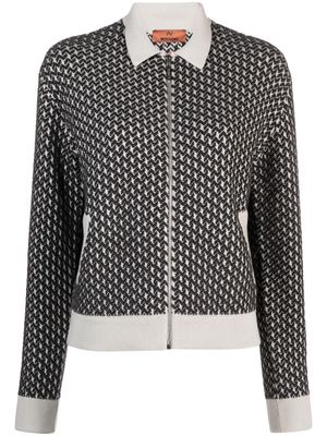 Missoni patterned-jacquard zipped cardigan - Black