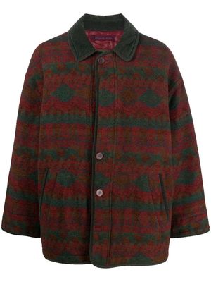 Missoni Pre-Owned 1980s argyle pattern wool coat - Green