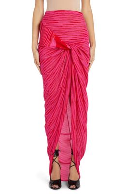 Missoni Raschel Space Dye Knotted Maxi Skirt in F402K Pink And Red Space Dye