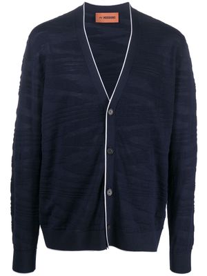 Missoni ripped-detail knitted cardigan - Blue