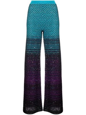 Missoni sequin-embellished knitted trousers - Blue