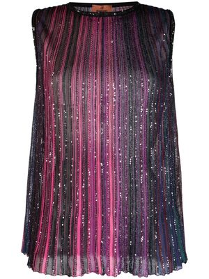 Missoni sequin-embellished pleated tank top - Pink