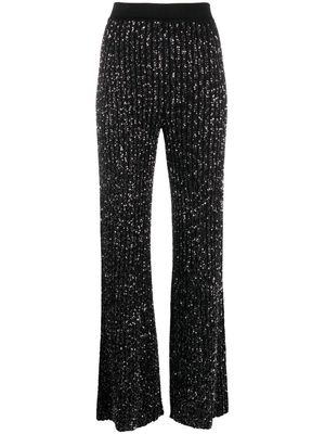 Missoni sequin-embellished ribbed-knit trousers - Black